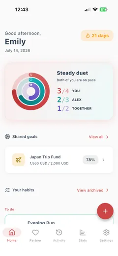 BetterUs app - My habits view